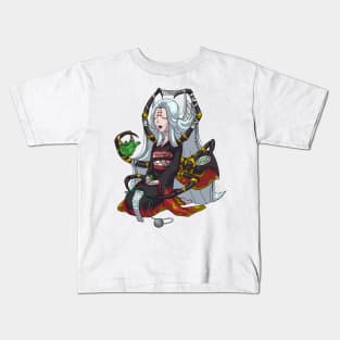 Knitting Spider Girl Yokai Drinking Green Tea MONSTER GIRLS Series I Kids T-Shirt